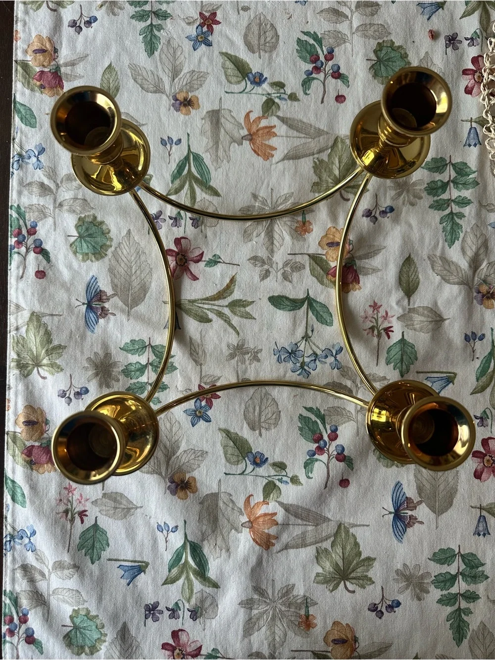 Brass 4-Arm Candle Holder - Polished Gold Finish